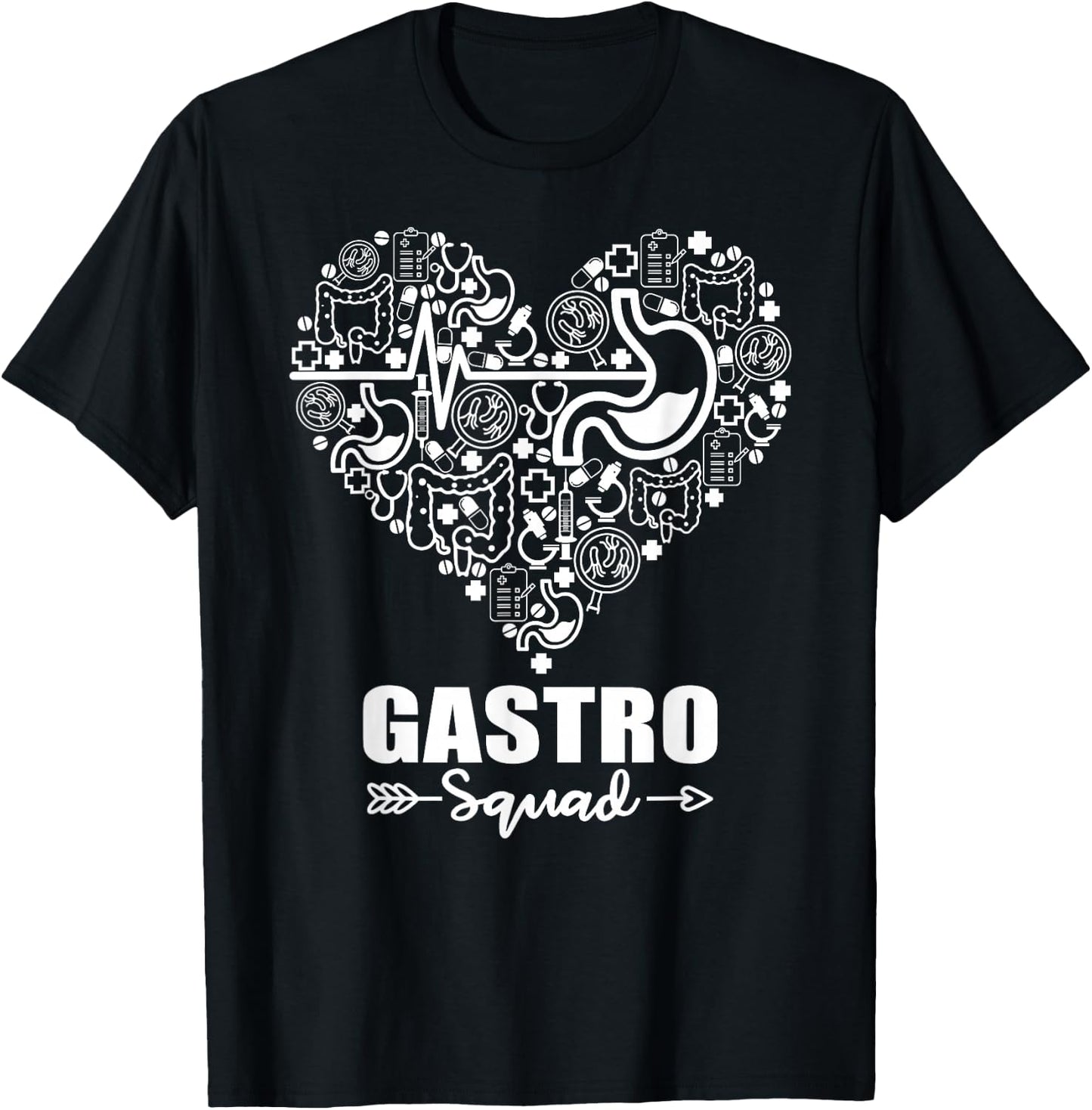 Gastro Squad Heart Funny Gastroenterology Team T-Shirt - T-Shirt | Black