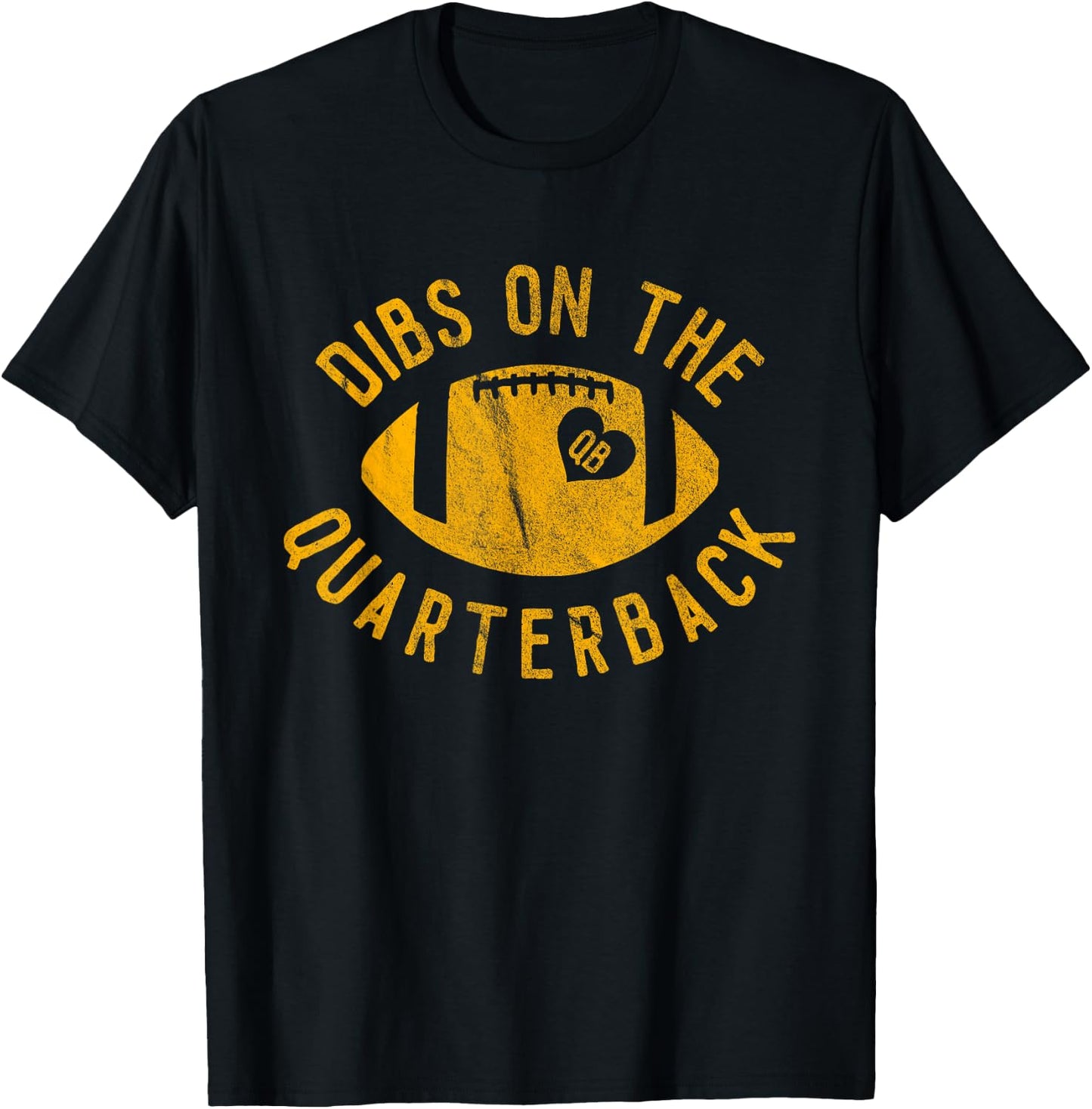 Dibs On The Quarterback Funny Football Wife Girlfriend Love T-Shirt - T-Shirt | Black