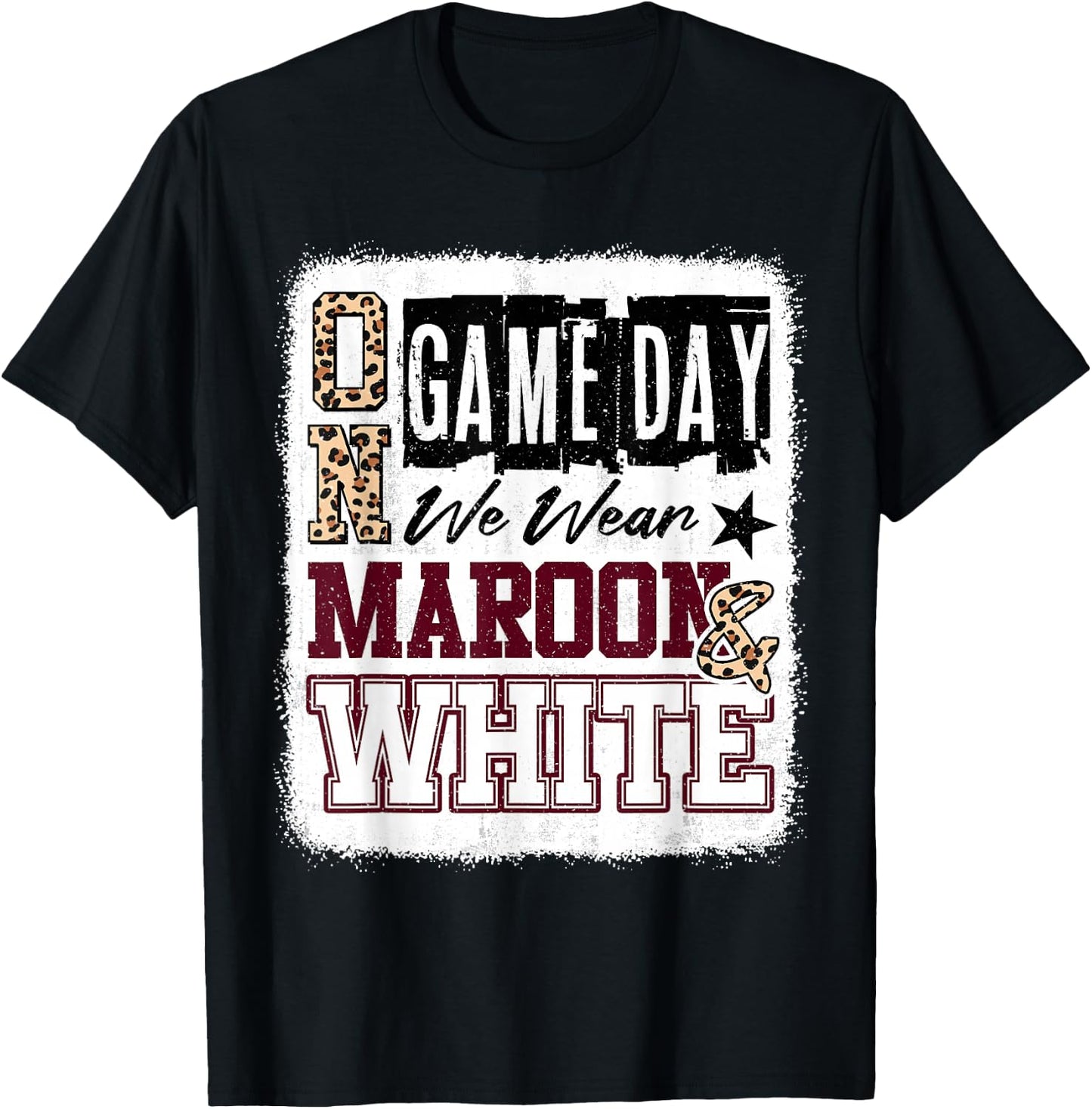 On Gameday Football We Wear Maroon And White School Spirit T-Shirt - T-Shirt | Black
