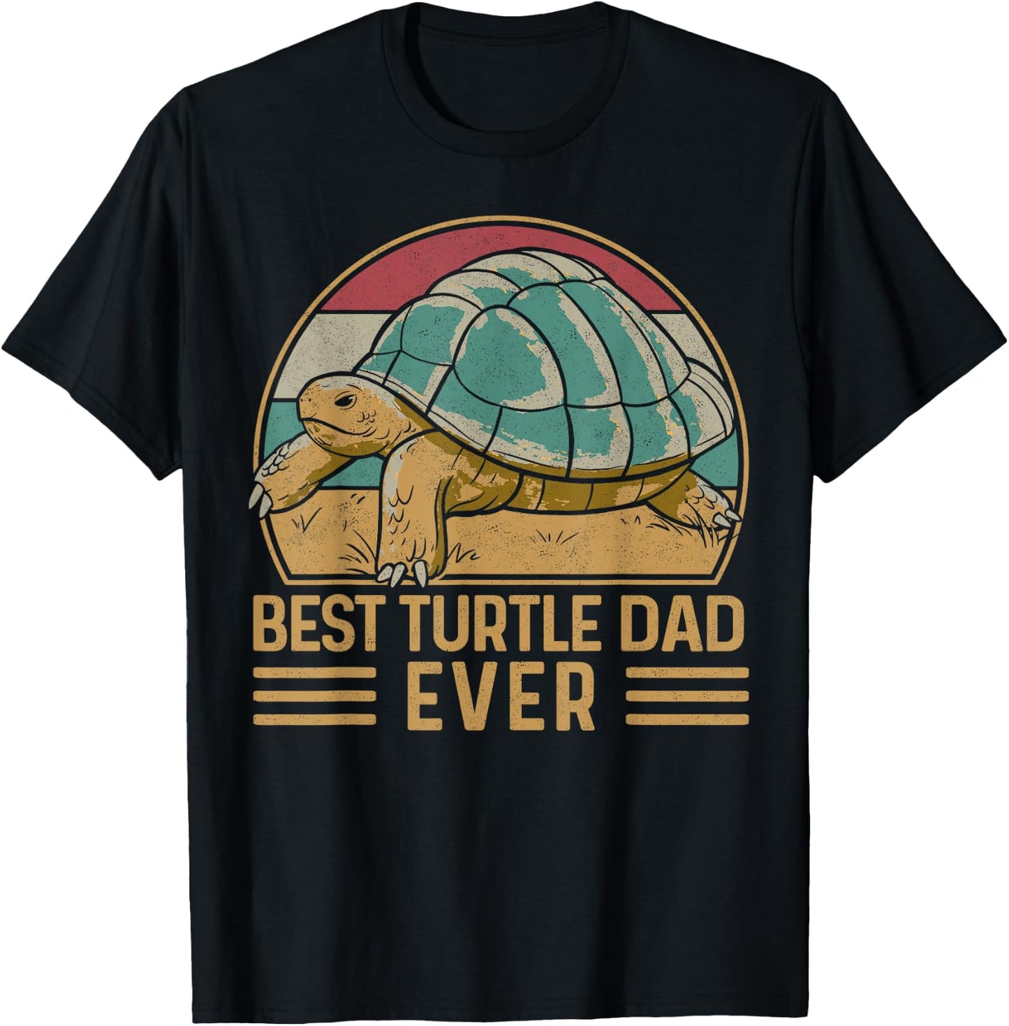 Sea Turtle Tortoise Dad Retro Vintage Best Turtle Dad Ever T-Shirt - T-Shirt | Black