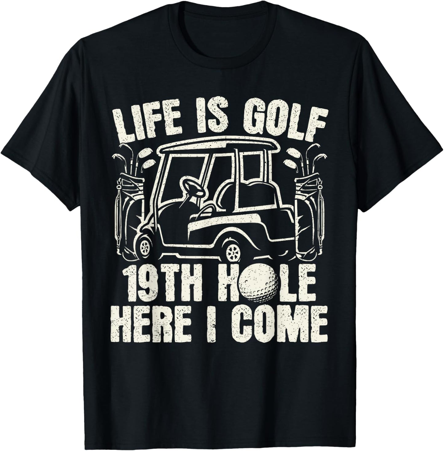 19th Hole Golf Humor Distressed T-Shirt - T-Shirt | Black