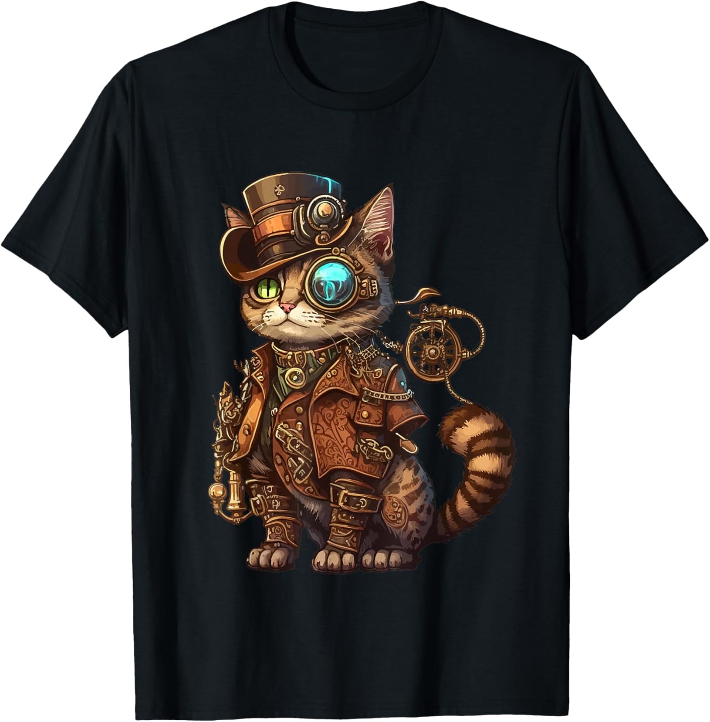 Steam Punk Cat Kitten Kitty Steampunk T-Shirt - T-Shirt | Black