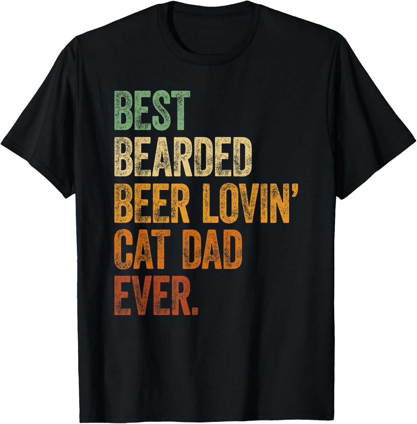 Best Bearded Beer Lovin Cat Dad Shirt Pet Lover Owner Gifts T-Shirt - T-Shirt | Black