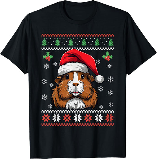 Guinea Pig Ugly Christmas Sweater Xmas for Adults Kids T-Shirt - T-Shirt | Black