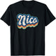 Nico First Name Boy Vintage Style 70s 80s Personalized T-Shirt - T-Shirt | Black