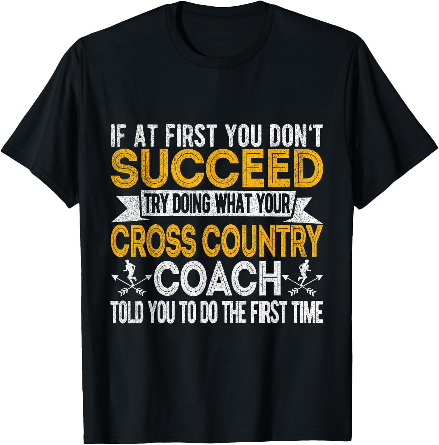 Funny Cross Country Coach Cross Country Running Runner Retro T-Shirt - T-Shirt | Black