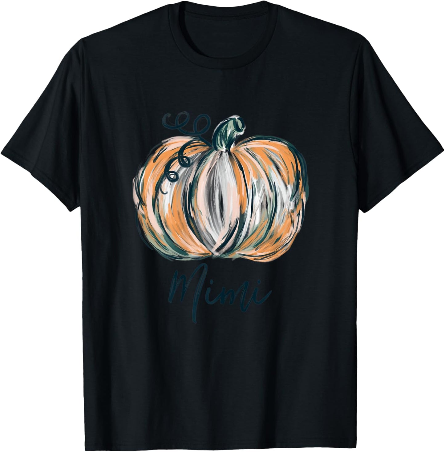 Mimi Watercolor Pumpkin Fall Thanksgiving Halloween 2022 T-Shirt - T-Shirt | Black