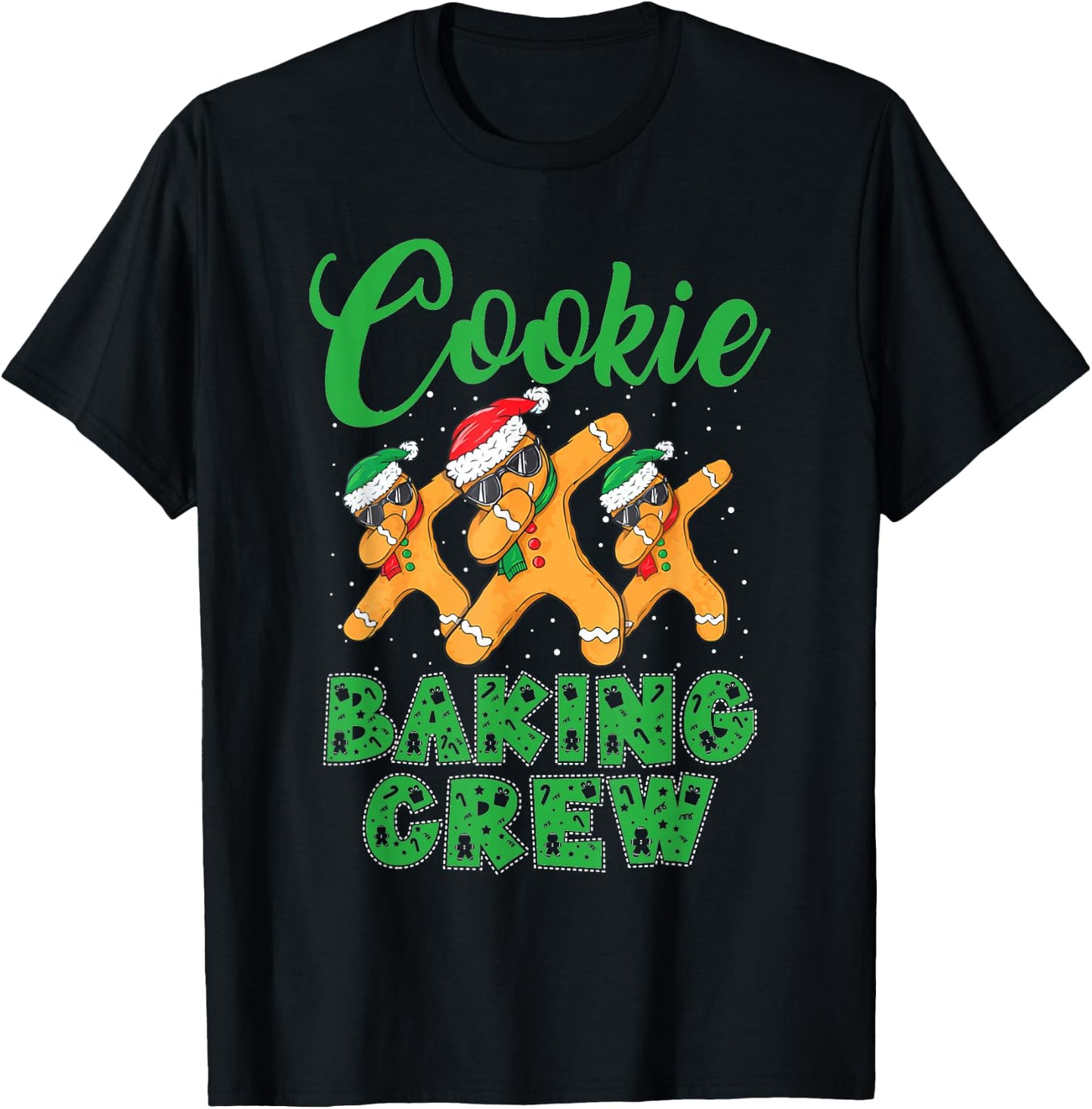 Cookie Baking Crew Dabbing Gingerbread Men Christmas Hats T-Shirt - T-Shirt | Black