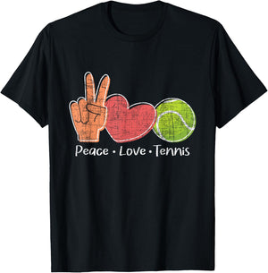 Peace Love Tennis - Tournament Player T-Shirt - T-Shirt | Black
