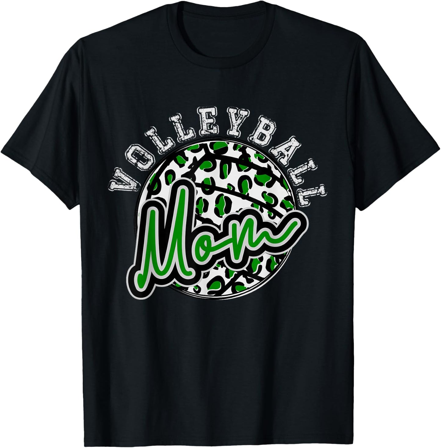 Leopard Cheetah Volleyball green Mom Shirt Trendy T-Shirt - T-Shirt | Black