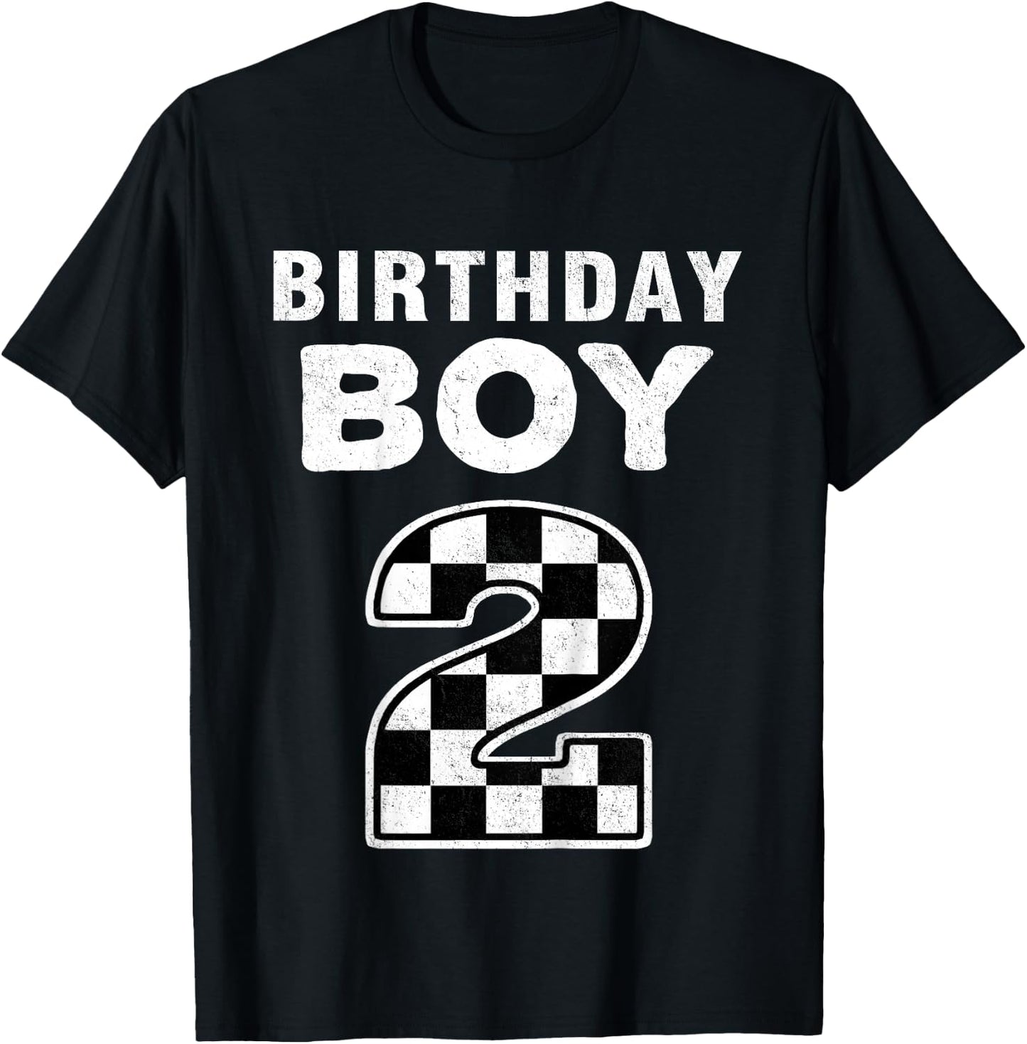 Kids Birthday Boy 2 Two Race Car 2nd Birthday Racing Car Driver T-Shirt - T-Shirt | Black