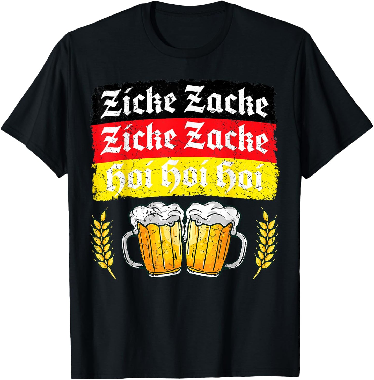 Ziche Zache Oktoberfest Germany Flag Prost German T-Shirt - T-Shirt | Black