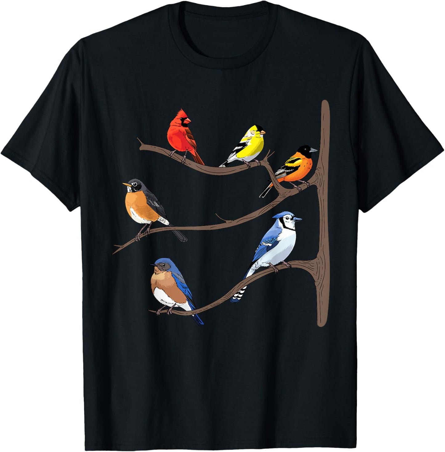 Birds On A Branch Birding Bird-Watching Birder Bird Watcher T-Shirt - T-Shirt | Black