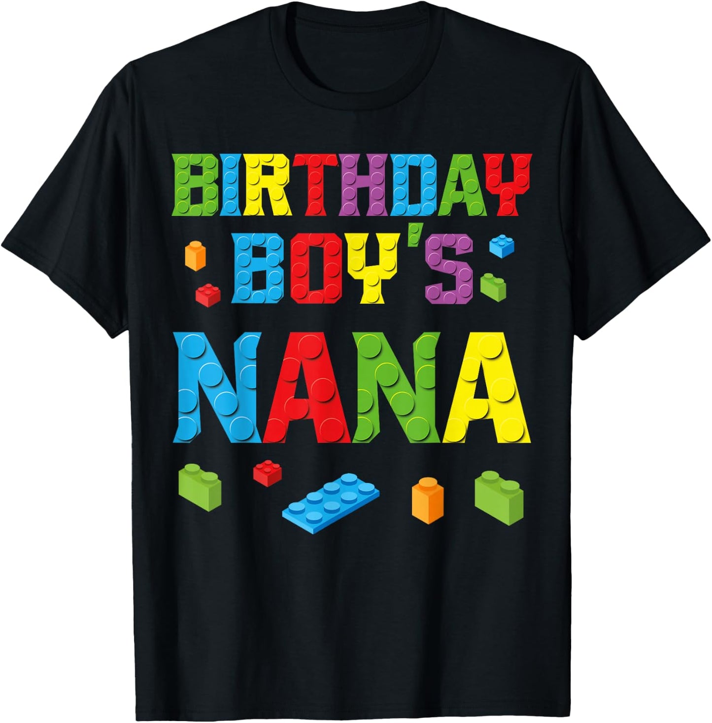 Master Builder Birthday Boy's Nana Building Bricks Blocks T-Shirt - T-Shirt | Black