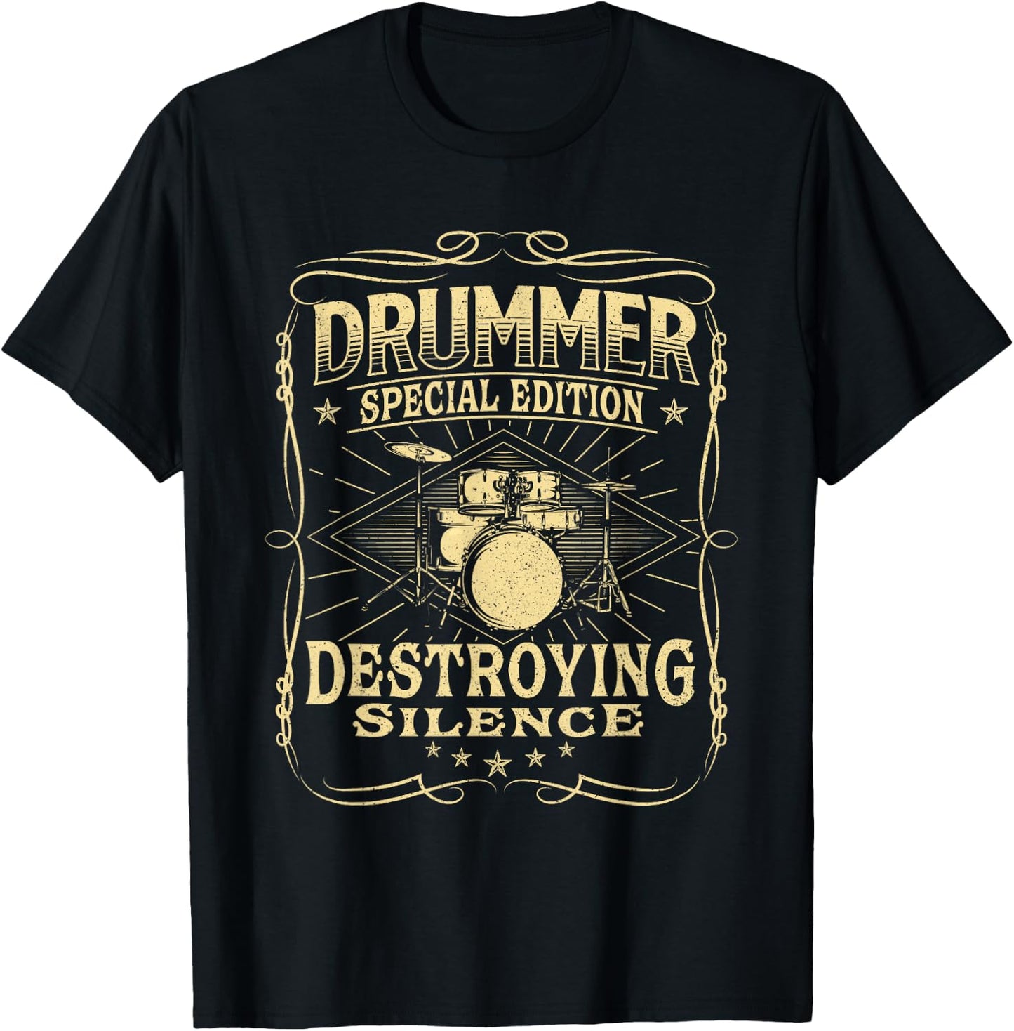 Drummer Special Edition Destroying Silence - Drumming Lover T-Shirt - T-Shirt | Black
