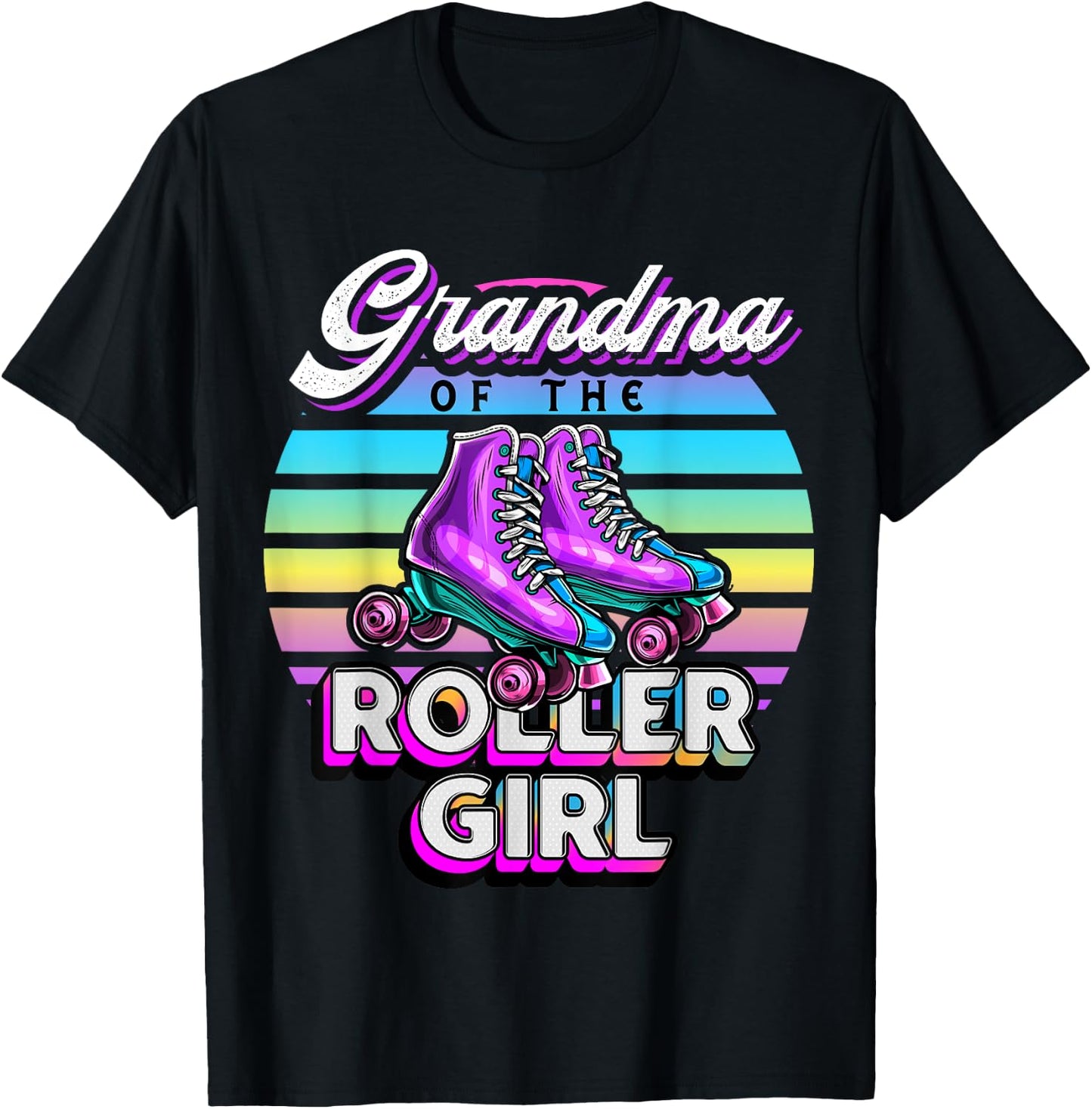 Grandma Roller Girl Roller Skating Birthday Matching Family T-Shirt - T-Shirt | Black