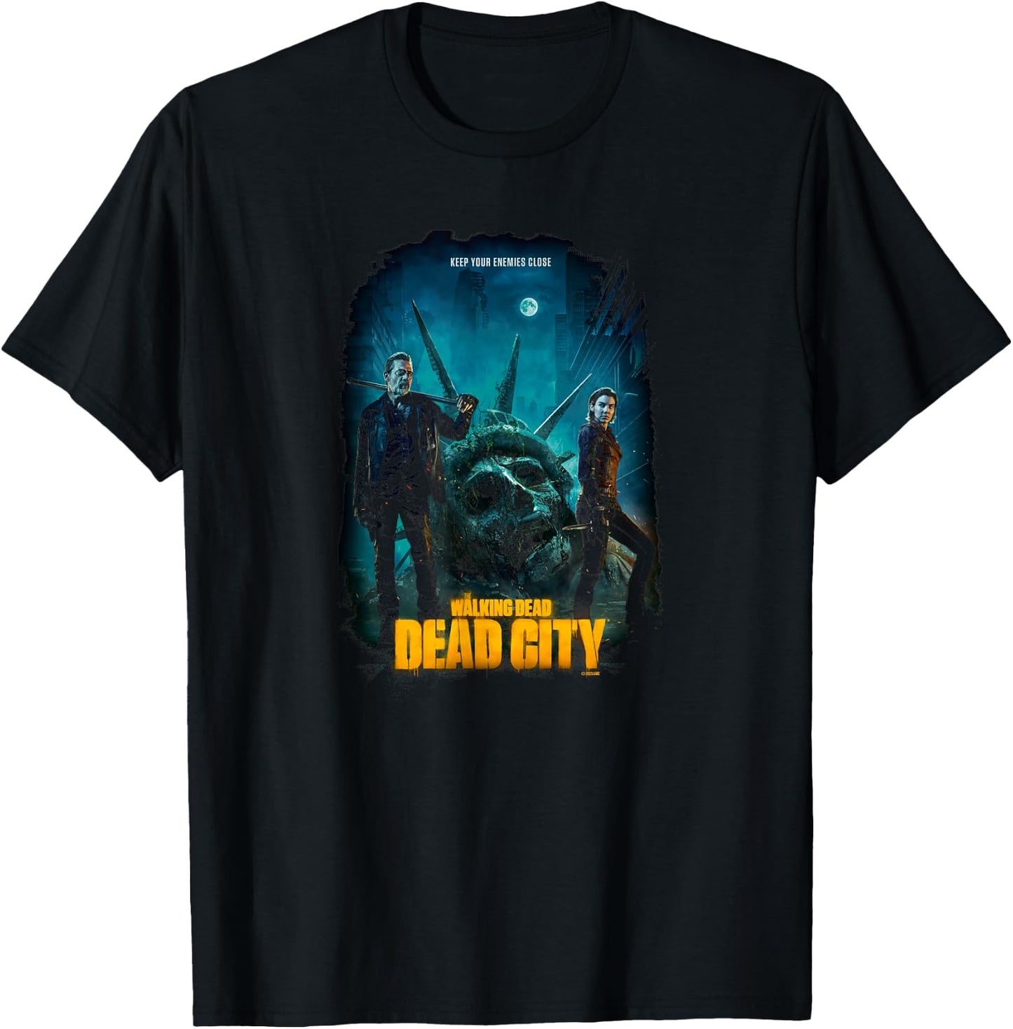 The Walking Dead Dead City Season 1 Key Art - -Adults, Black, Small, Short Sleeve, Classic Fit, Crew Collar, Modern, Unique Graphic Design T-Shirt - T-Shirt | Black