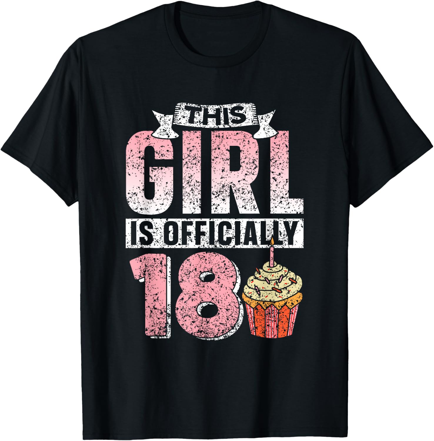This Girl Is Officially 18 Eighteen Birthday Party T-Shirt - T-Shirt | Black