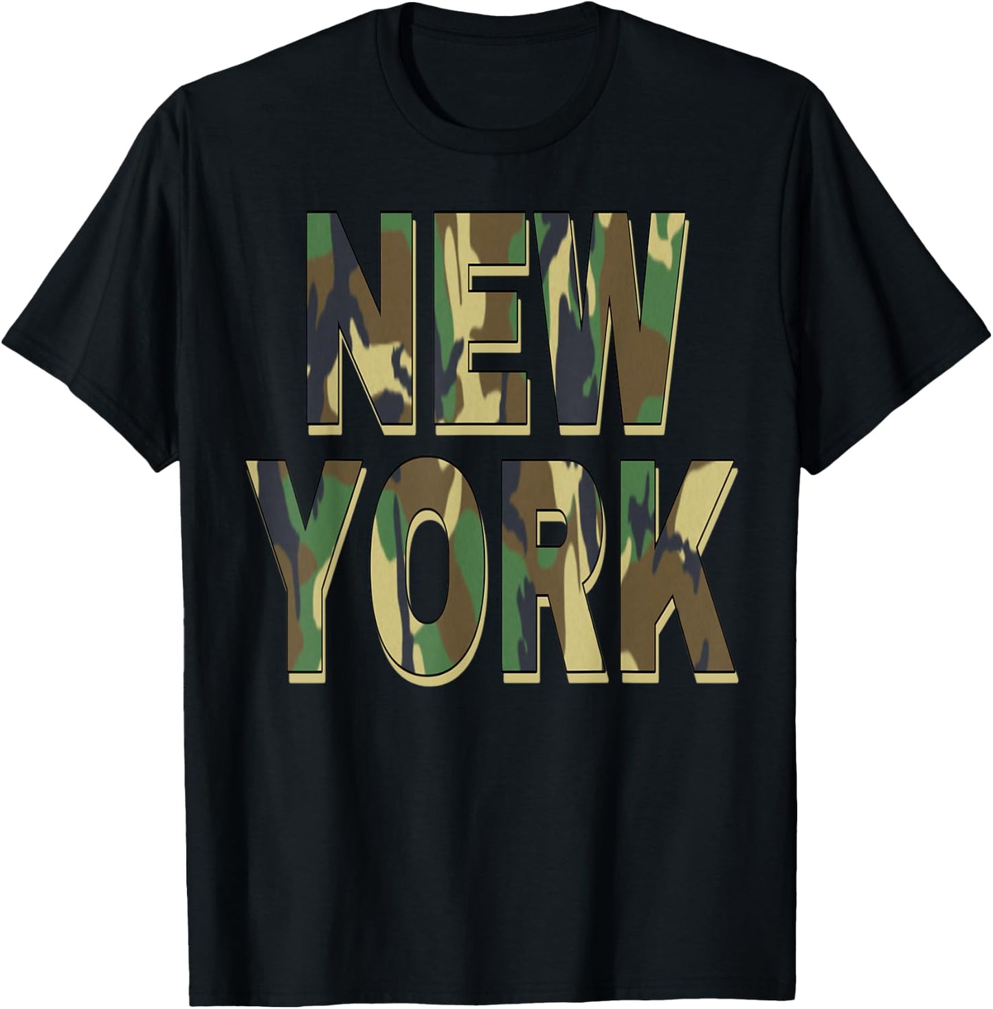 New York Camouflage Men Women & Kids Camo New York T-Shirt - T-Shirt | Black