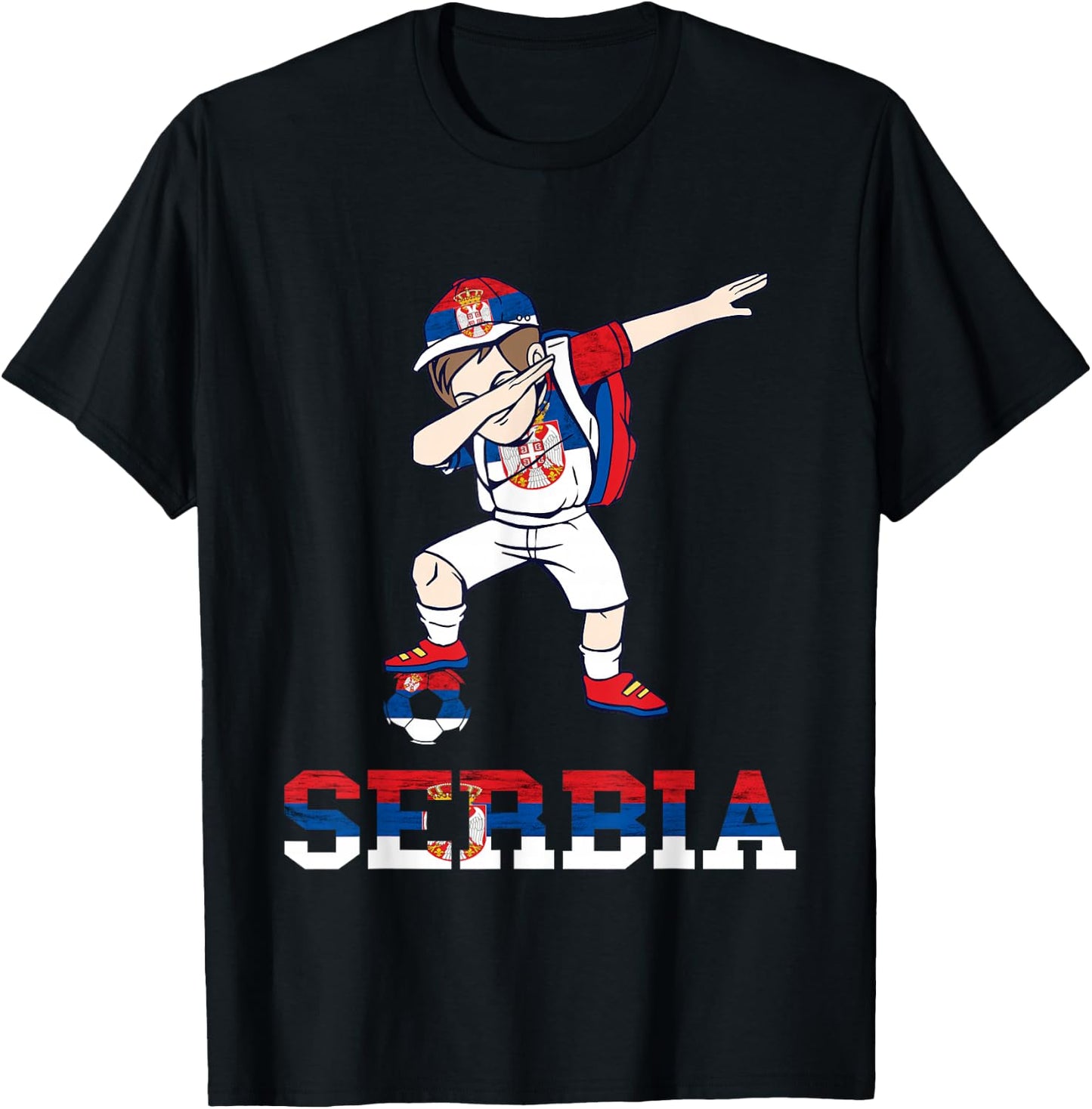 Boy Serbian Flag Serbian Roots Serbia Serbian Soccer Team T-Shirt - T-Shirt | Black