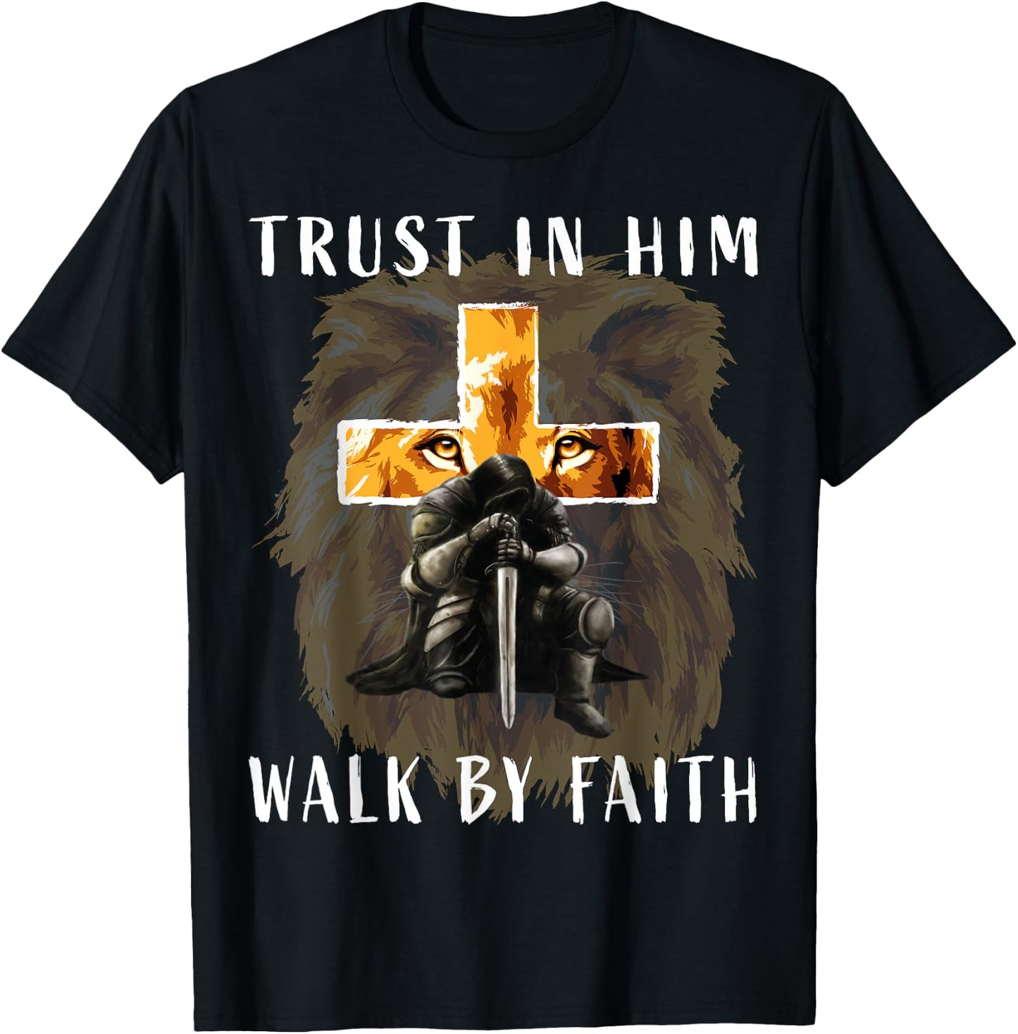 Trust Walk by Faith Christian Religious Sayings Graphic Men T-Shirt - T-Shirt | Black