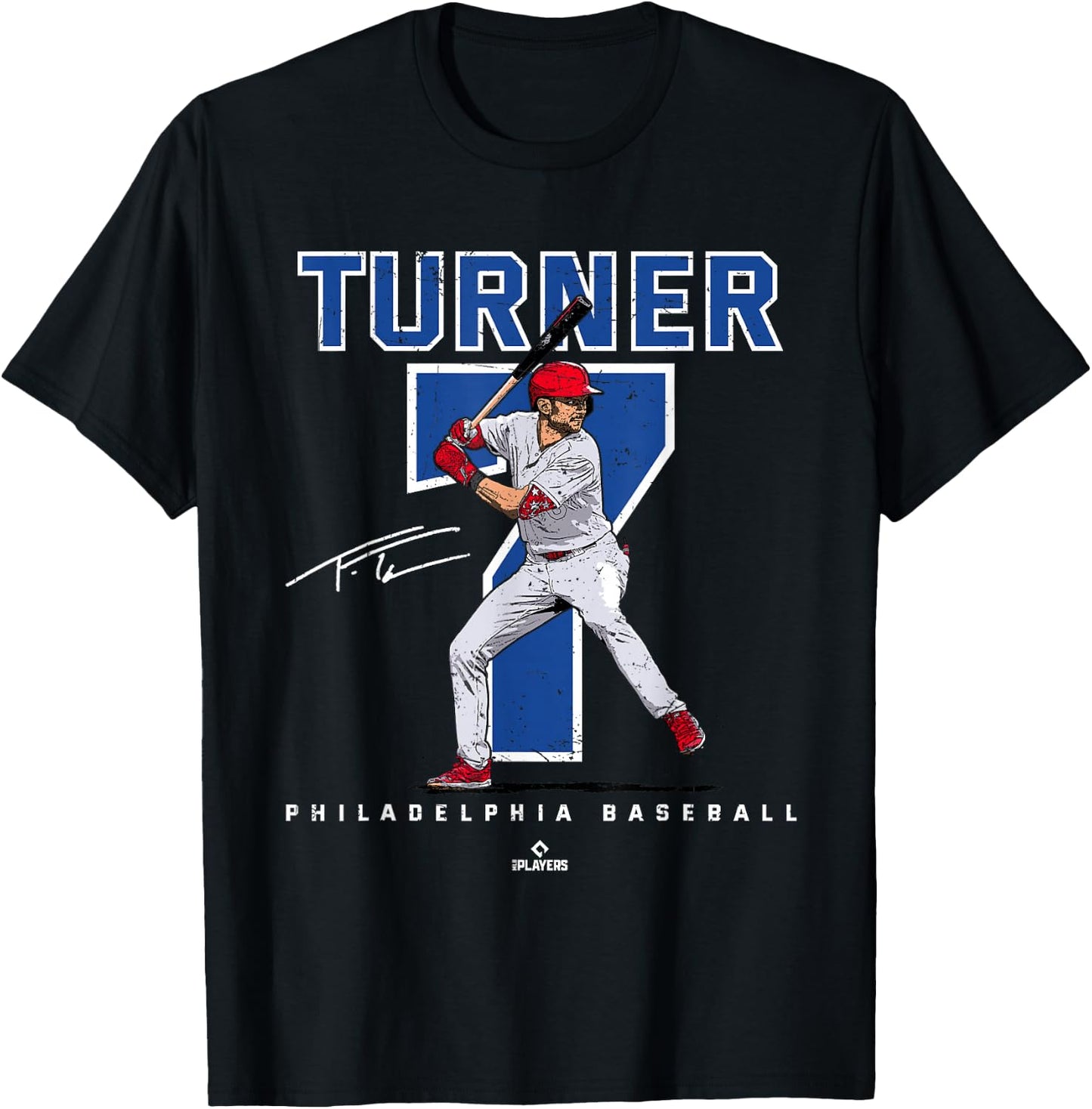 Number and Portrait Trea Turner Philadelphia MLBPA T-Shirt - T-Shirt | Black