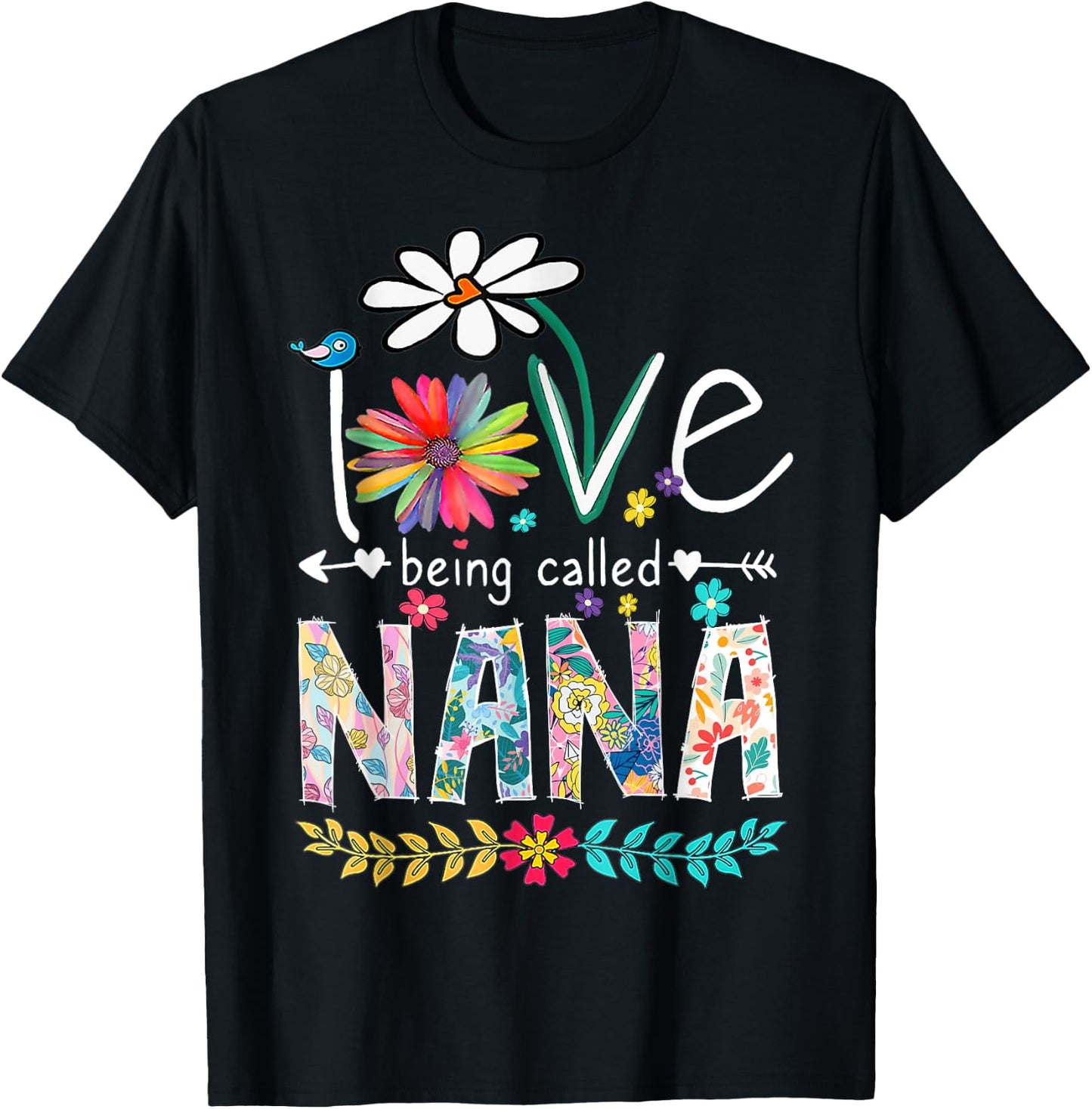 I Love Being Called Nana Sunflower T-Shirt - T-Shirt | Black