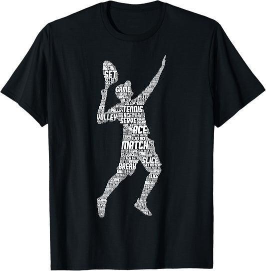 Tennis Player Boys Youth Men Kids T-Shirt - T-Shirt | Black