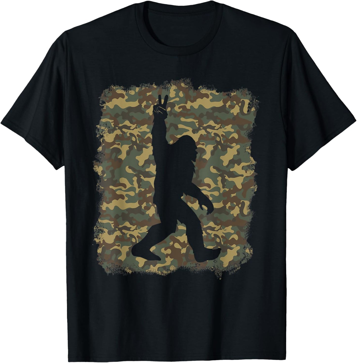Bigfoot Sasquatch Peace Big Foot Squatch Army Camouflage Men T-Shirt - T-Shirt | Black