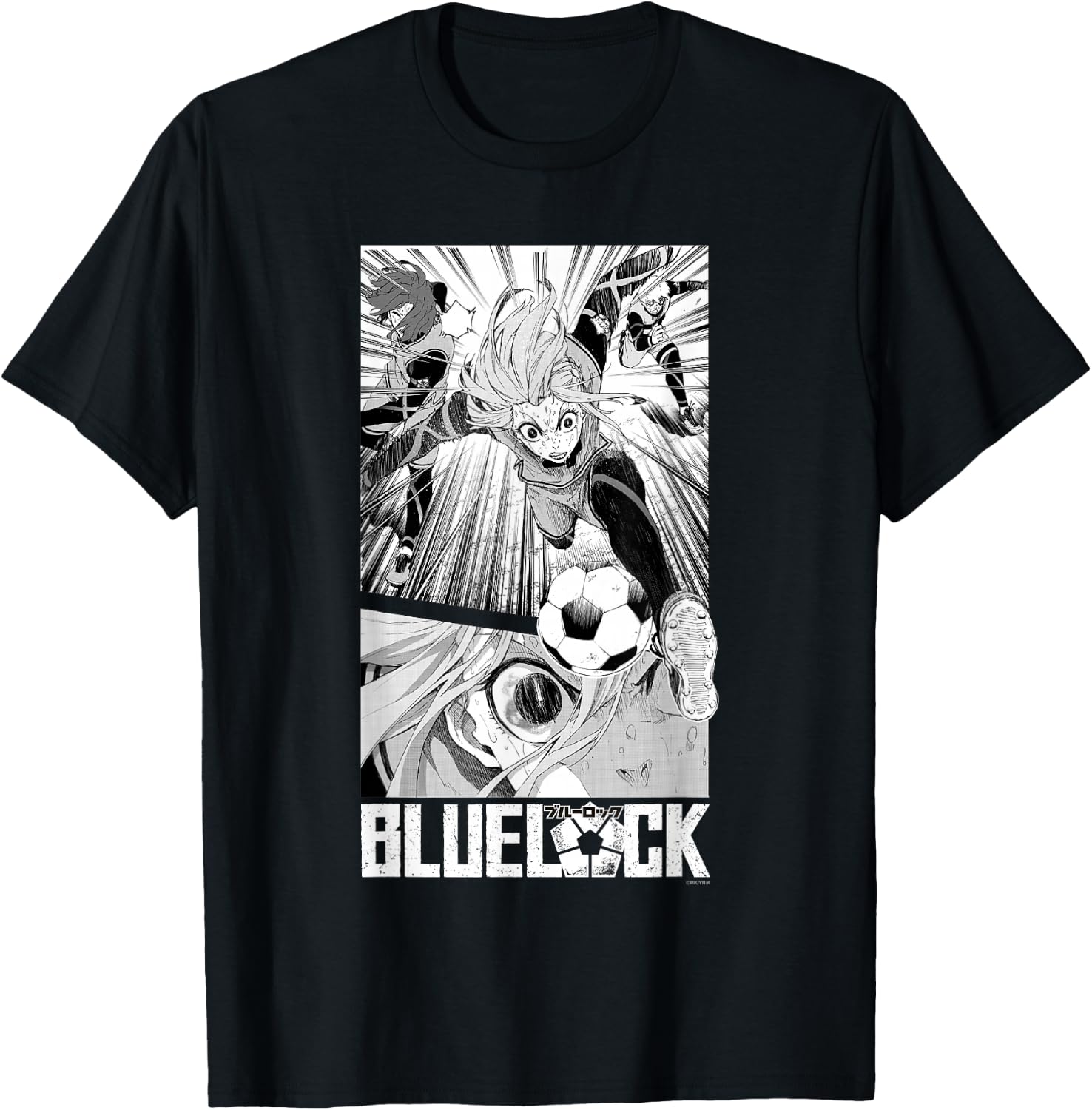 Blue Lock Hyoma Chigiri Running Through Big Chest Portrait T-Shirt - T-Shirt | Black