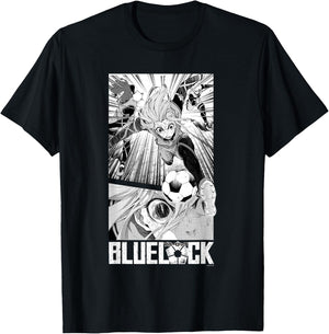 Blue Lock Hyoma Chigiri Running Through Big Chest Portrait T-Shirt - T-Shirt | Black