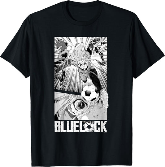 Blue Lock Hyoma Chigiri Running Through Big Chest Portrait T-Shirt - T-Shirt | Black