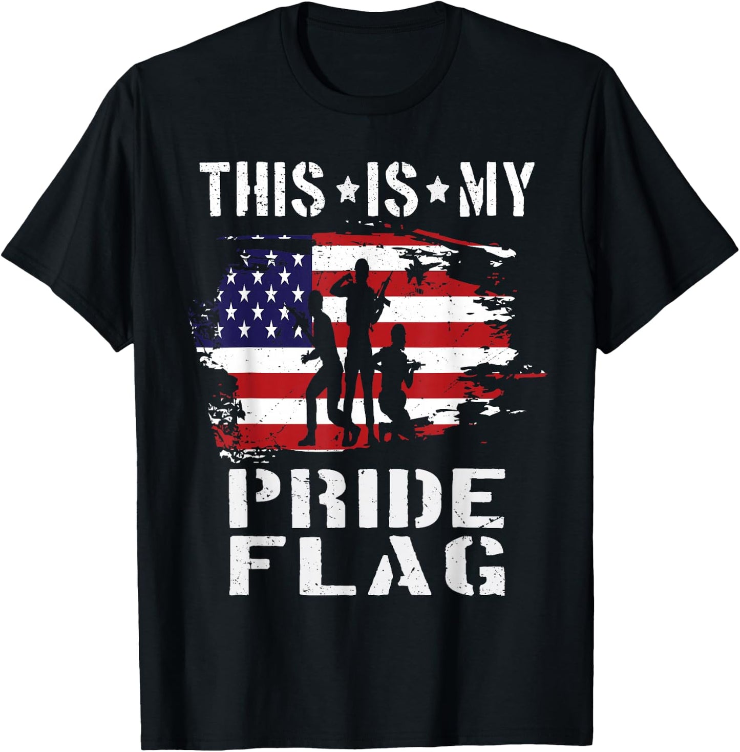 This is my pride flag Usa American 4th of July Patriotic T-Shirt - T-Shirt | Black