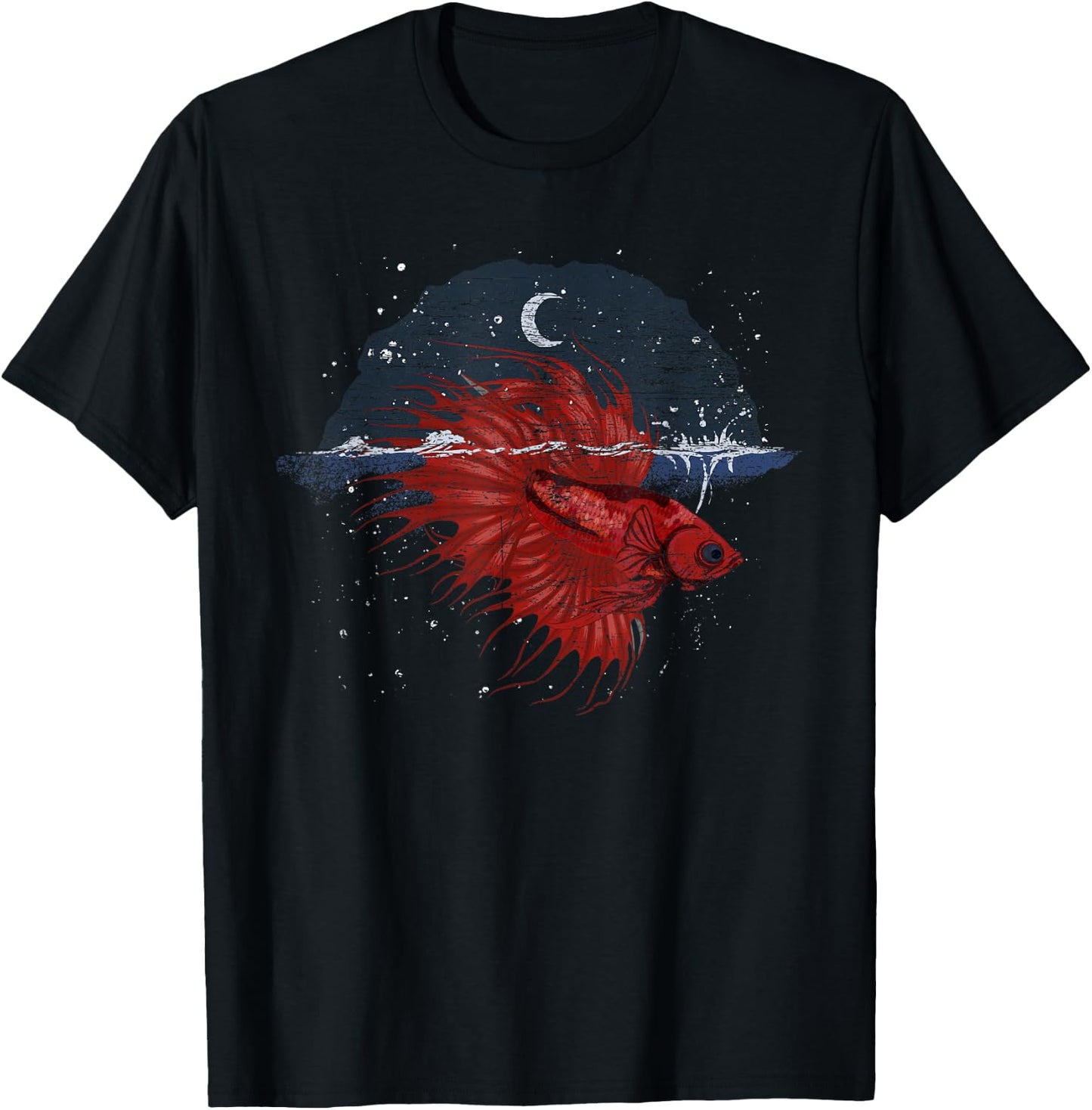 Half Moon Underwater World Sea Animal Aquarium Betta Fish T-Shirt - T-Shirt | Black