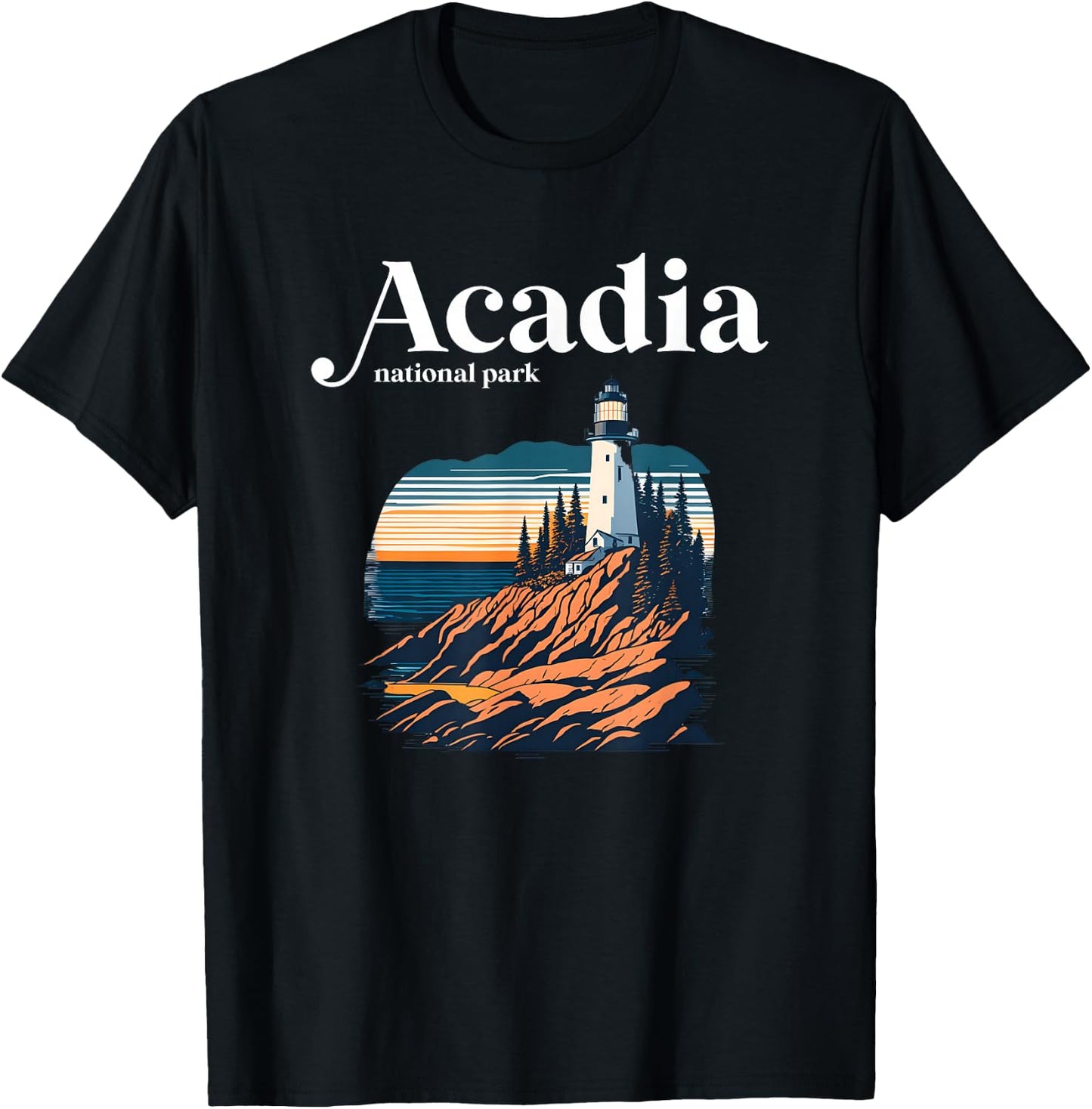 Acadia National Park Maine Retro Style T-Shirt - T-Shirt | Black