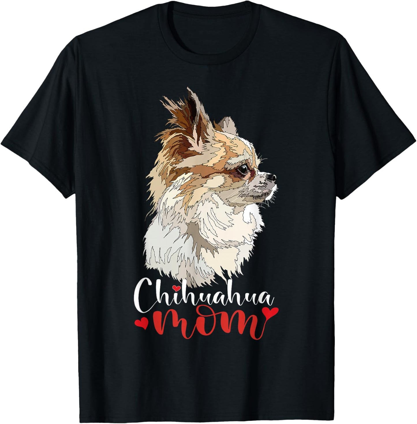 Long Haired Chihuahua Mom Chiwawa Long Hair Mama Dog Lover T-Shirt - T-Shirt | Black