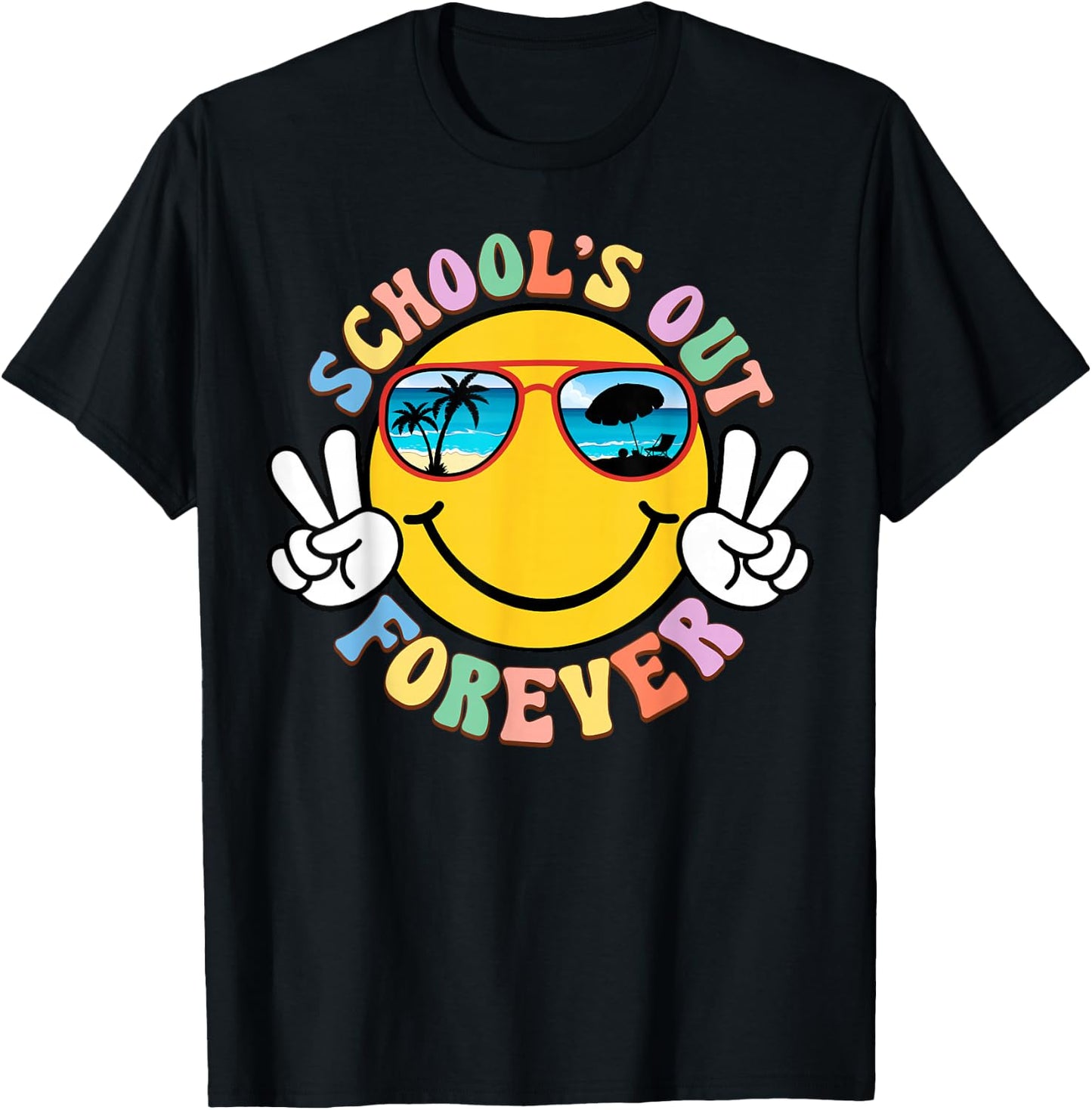 Retro Groovy School's Out Forever Retired Teacher Retirement T-Shirt - T-Shirt | Black