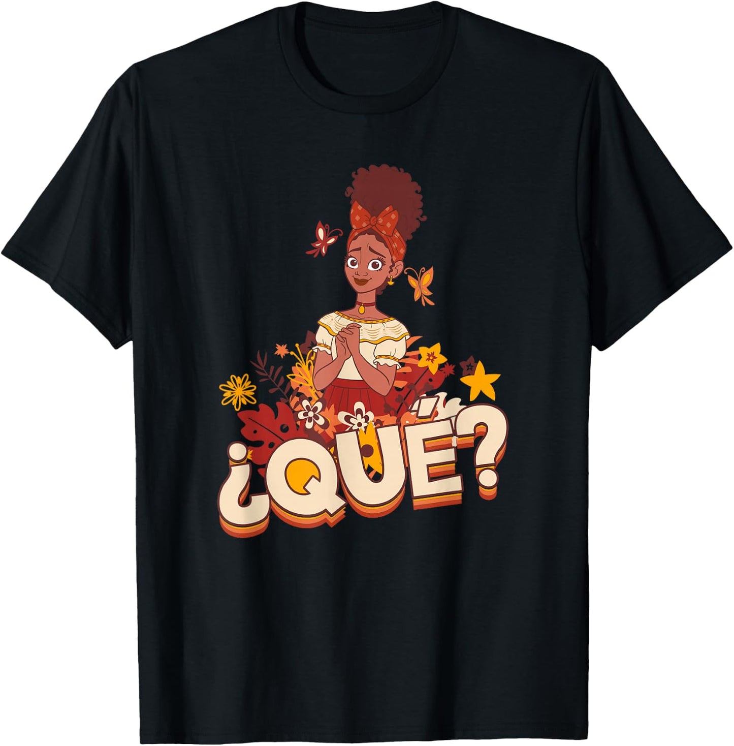 Disney Encanto Dolores Que Floral Butterflies T-Shirt - T-Shirt | Black