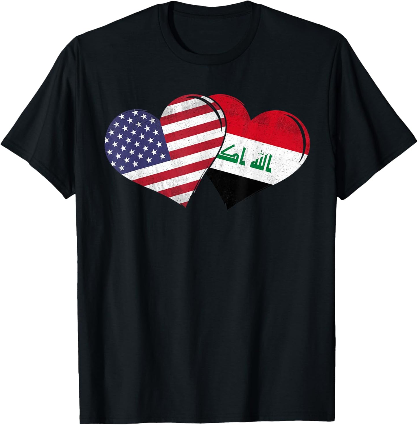 Vintage Iraq - American Flag Heart For Iraqi T-Shirt - T-Shirt | Black