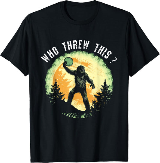 Dirhame Disc Golf Funny Bigfoot , -Adults, Black, Small, Short Sleeve, Classic Fit, Cotton 60% Polyester 40% T-Shirt - T-Shirt | Black