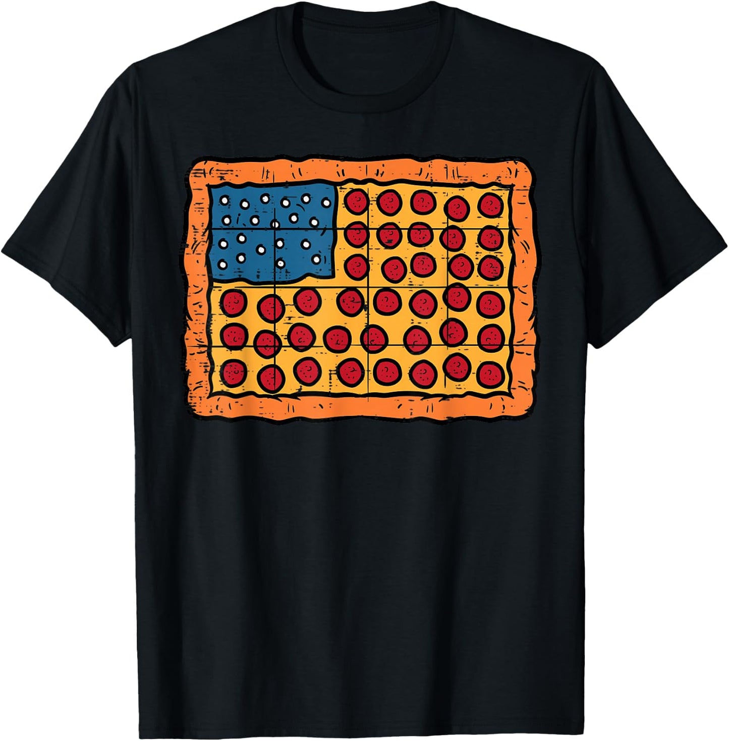 4th July Pizza US Flag Funny Patriotic Food Men Women Kids T-Shirt - T-Shirt | Black