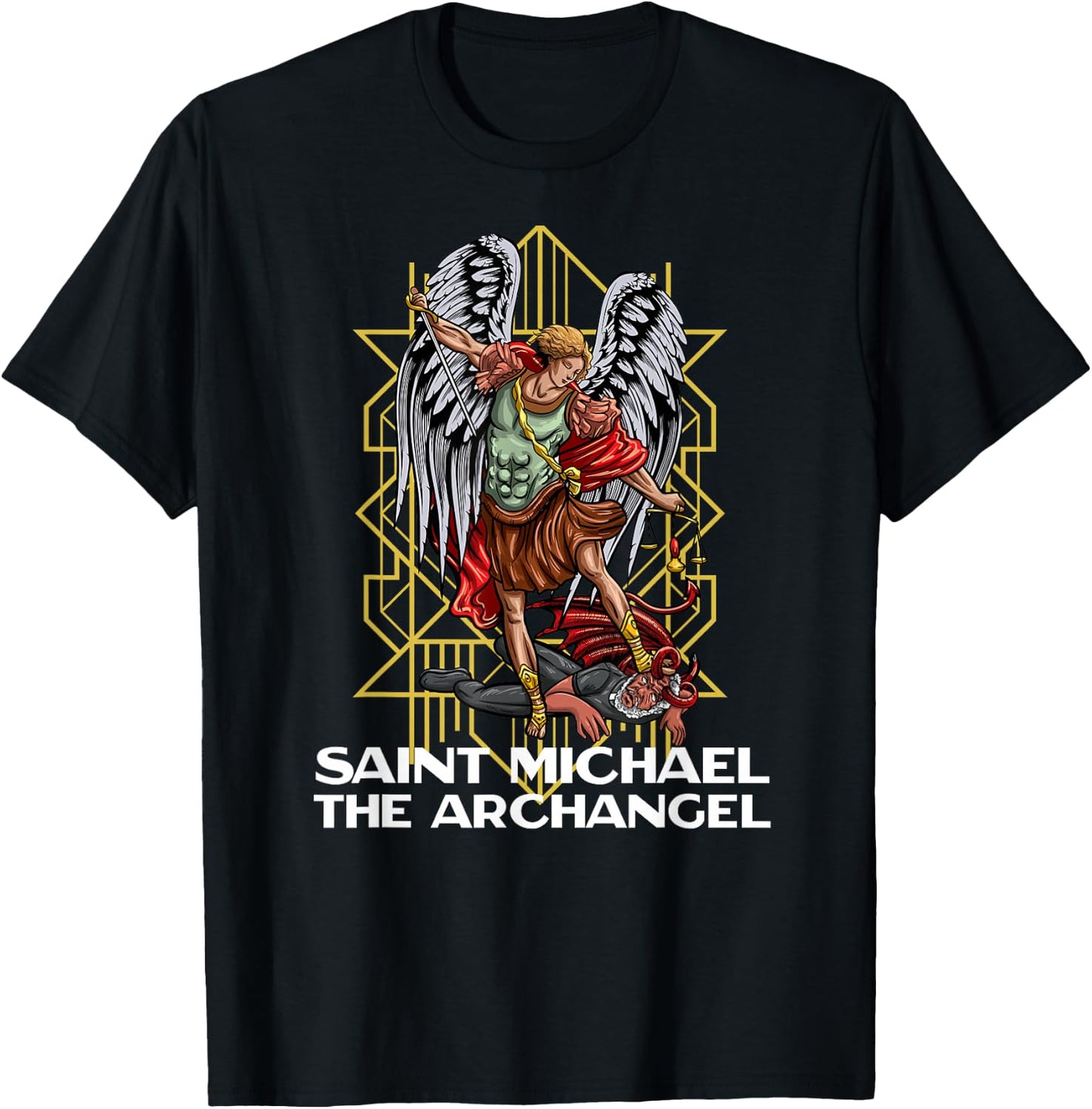 Saint Michael The Archangel Catholic T-Shirt - T-Shirt | Black