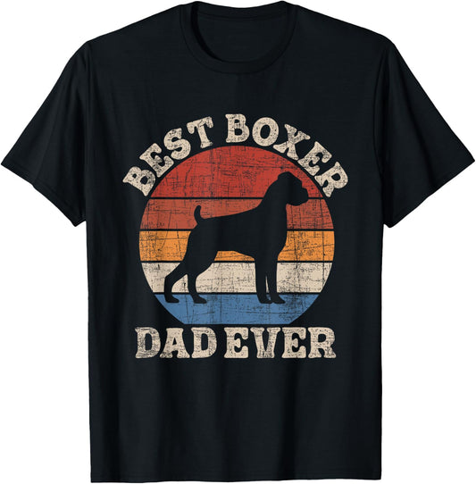 Best Boxer Dad Ever - Retro Vintage Animal Whisperer Puppy T-Shirt - T-Shirt | Black