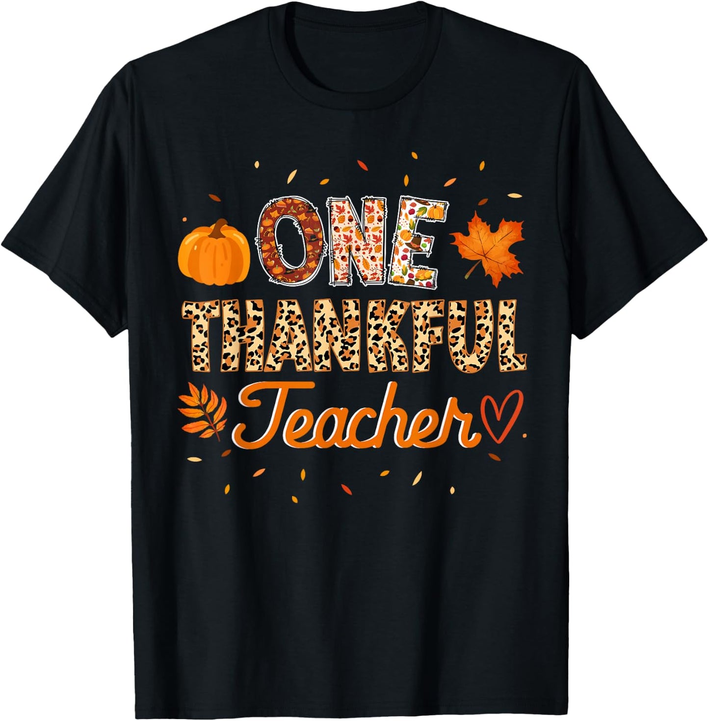 Rainbow Leopard Fall Thanksgiving Teacher Outfit Women Men T-Shirt - T-Shirt | Black