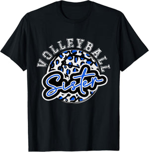 Leopard Cheetah Volleyball Blue Sister Shirt Trendy T-Shirt - T-Shirt | Black