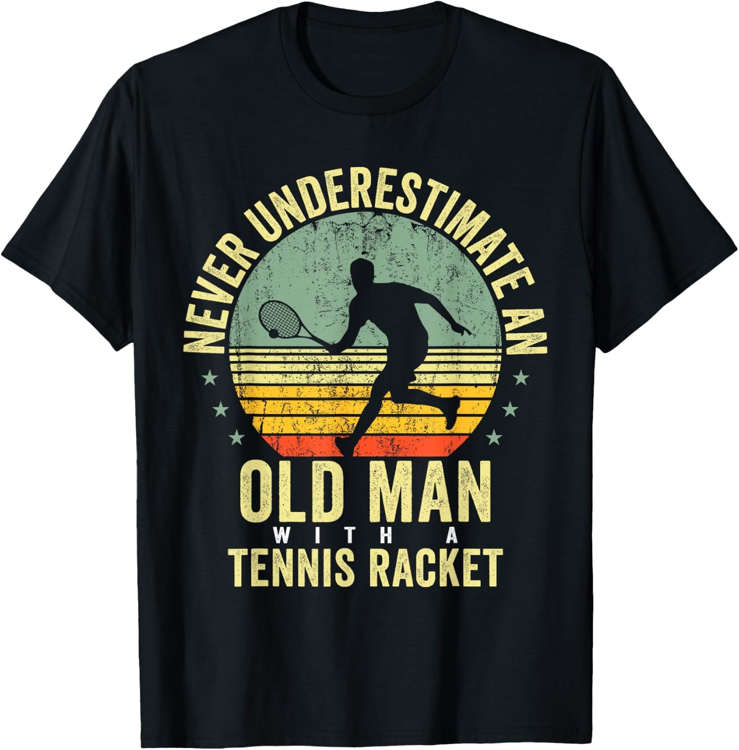 Tennis Shirt Women Kids Grandpa Tennis Player Racket T-Shirt - T-Shirt | Black