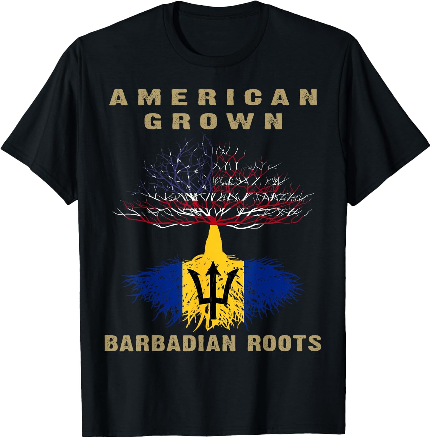 Barbados Bajan Barbadian Heritage Proud Half Barbadian Flag T-Shirt - T-Shirt | Black