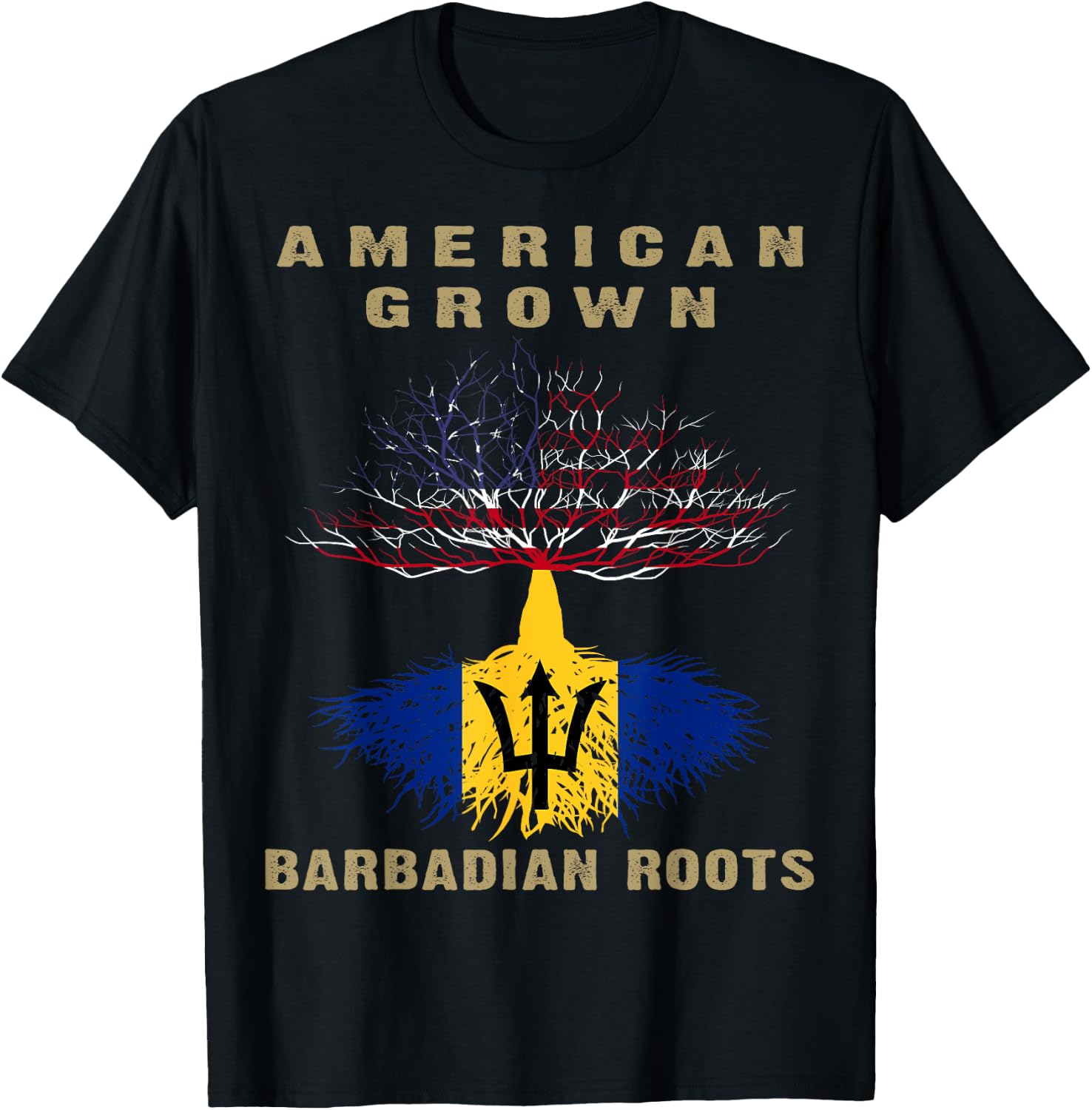 Barbados Bajan Barbadian Heritage Proud Half Barbadian Flag T-Shirt - T-Shirt | Black