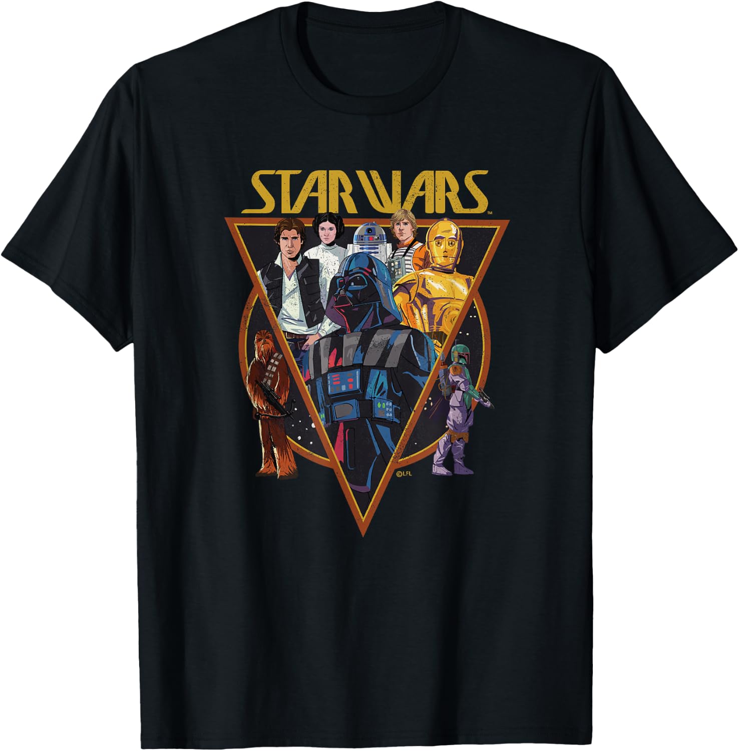 Star Wars Classic Art Characters and Logo Retro Vintage T-Shirt - T-Shirt | Black