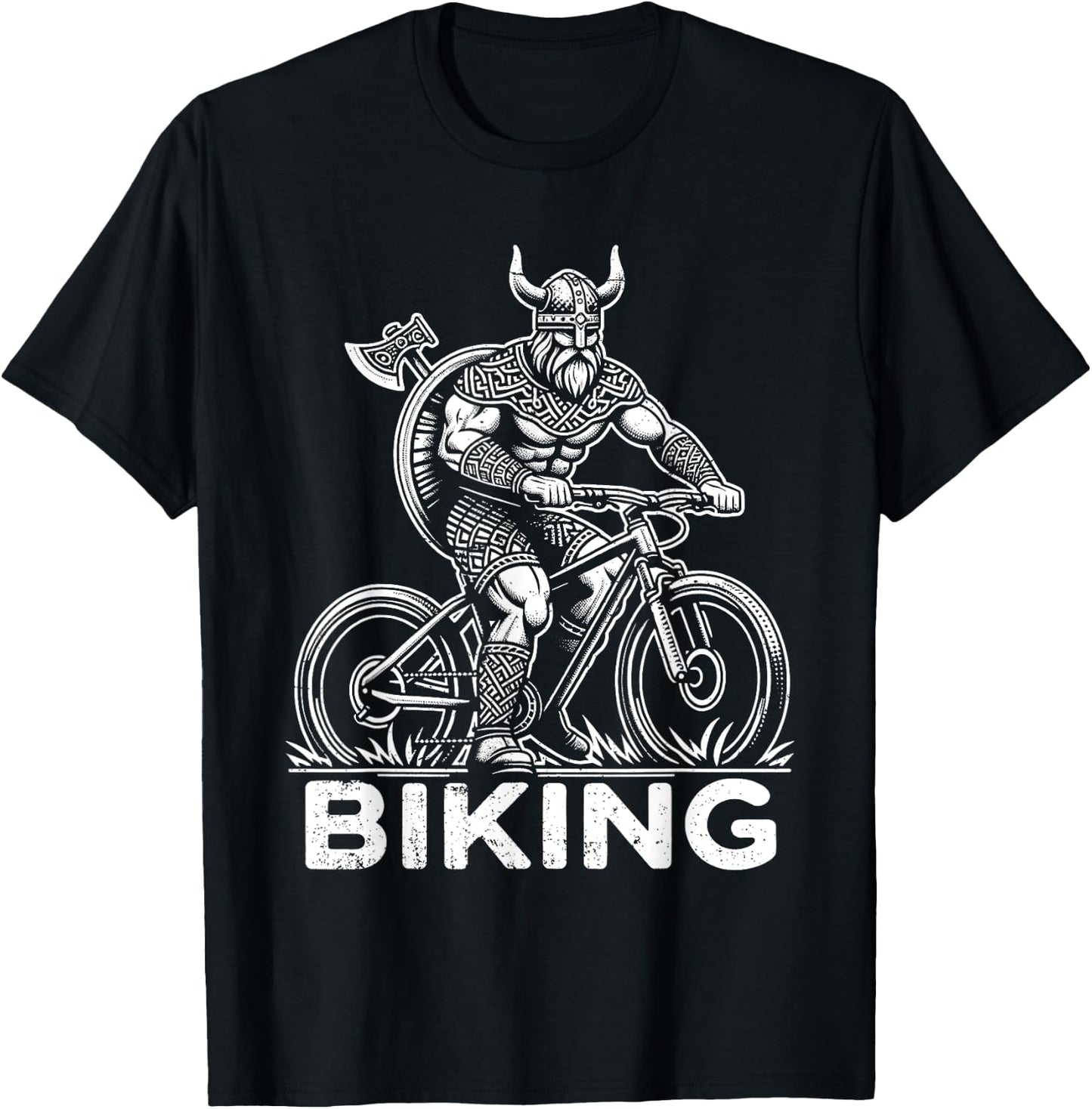 Biking Viking Funny Mountain Biker Pun T-Shirt - T-Shirt | Black